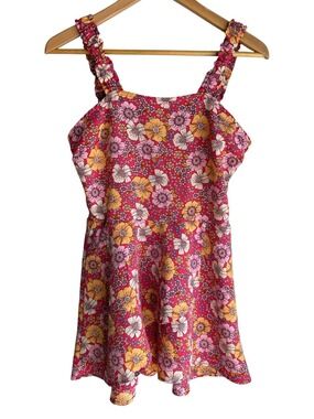 As U Wish Floral Skirted Romper Sz M Multicolour Breezy Shorts Tank Smocked EUC